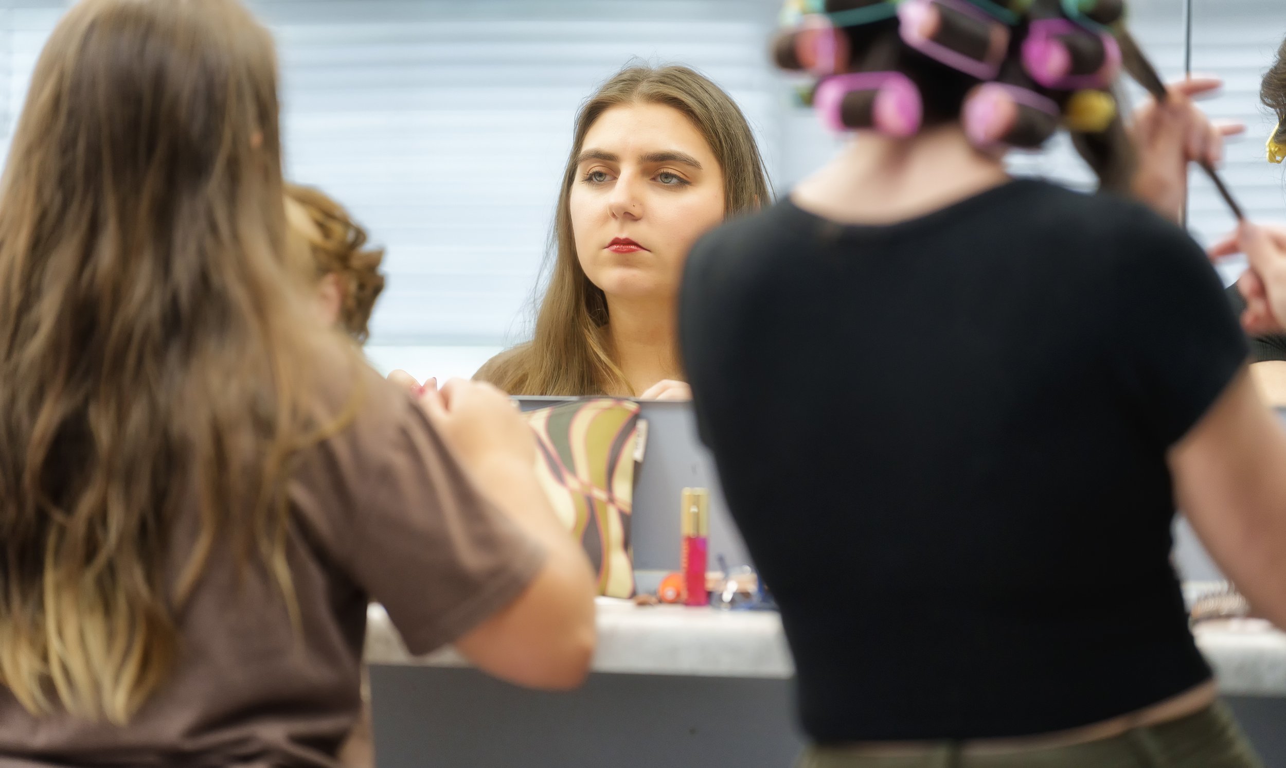 Backstage hair and makeup at Ashe County Little Theatre in Ashe county North Carolina