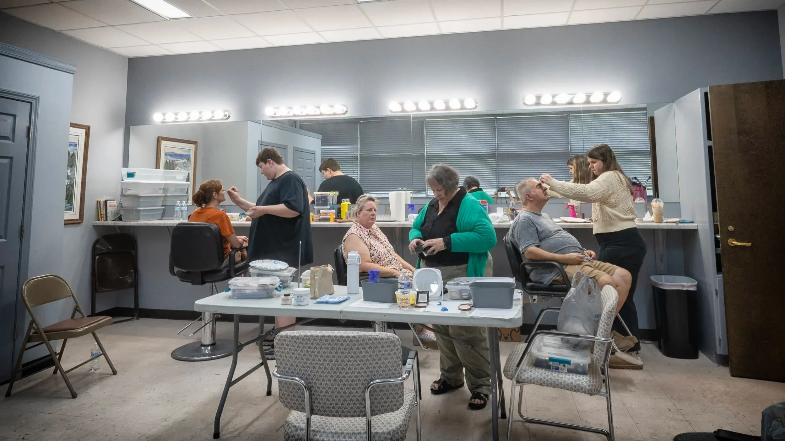 Behind the scenes, makeup, The Christians Play, Production by Ashe County Little Theatre