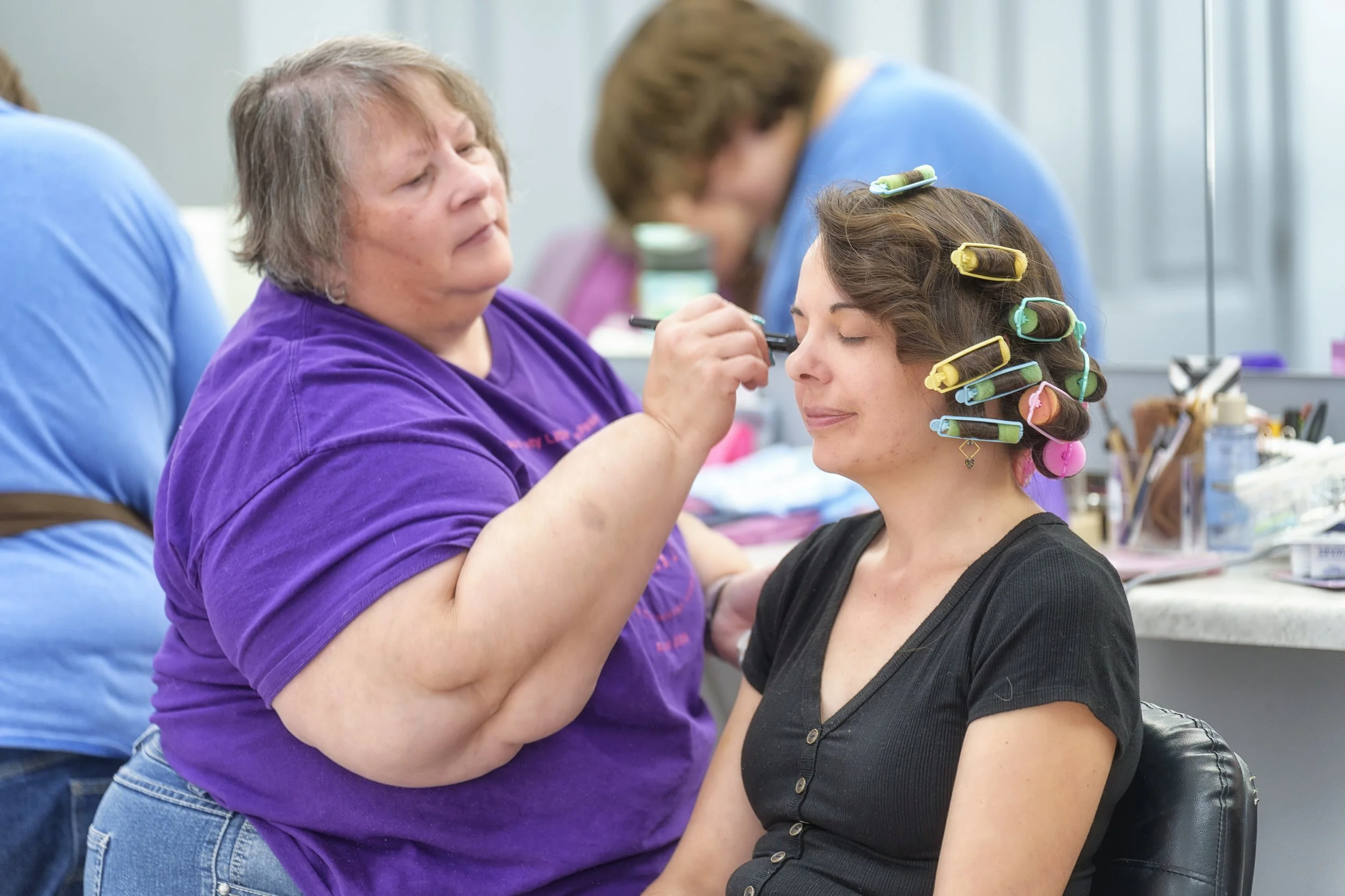 backstage hair and makeup at Ashe County Little Theatre in Ashe county North Carolina