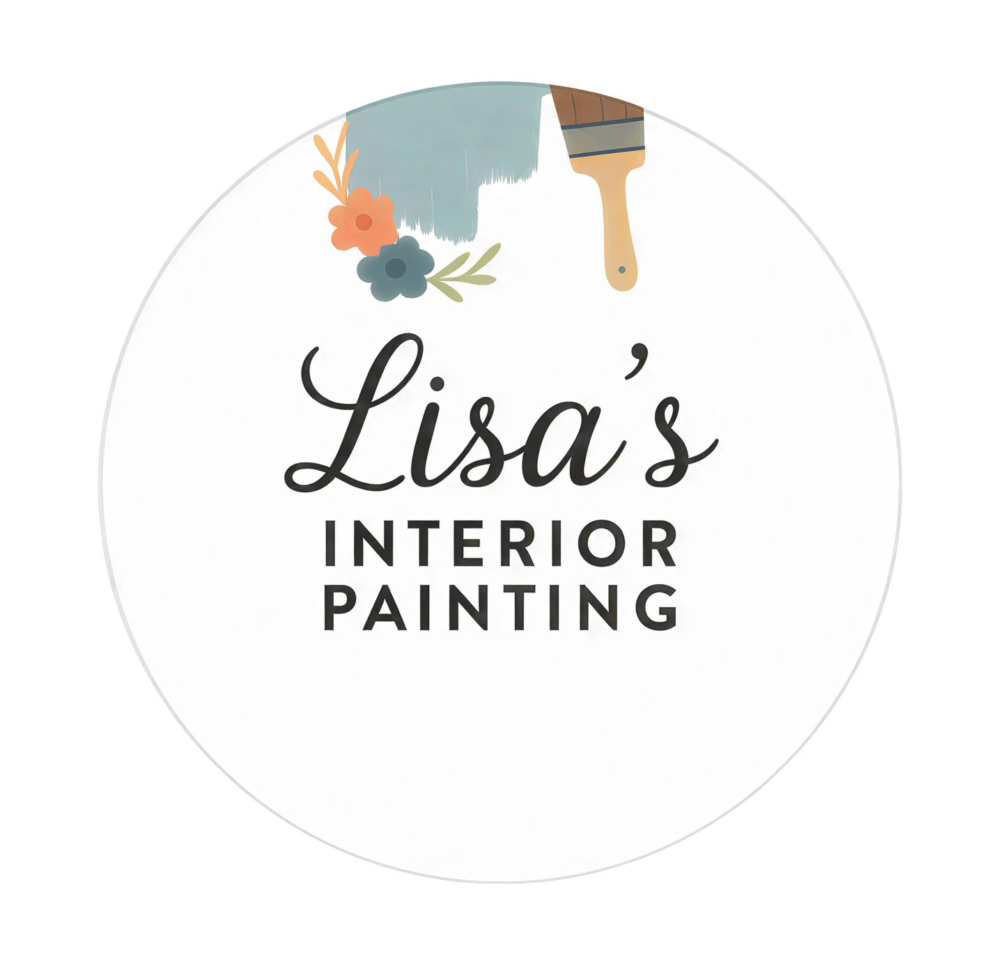 Lisa's interior Painting logo with the paint brush on top with a splash of colour next to it.