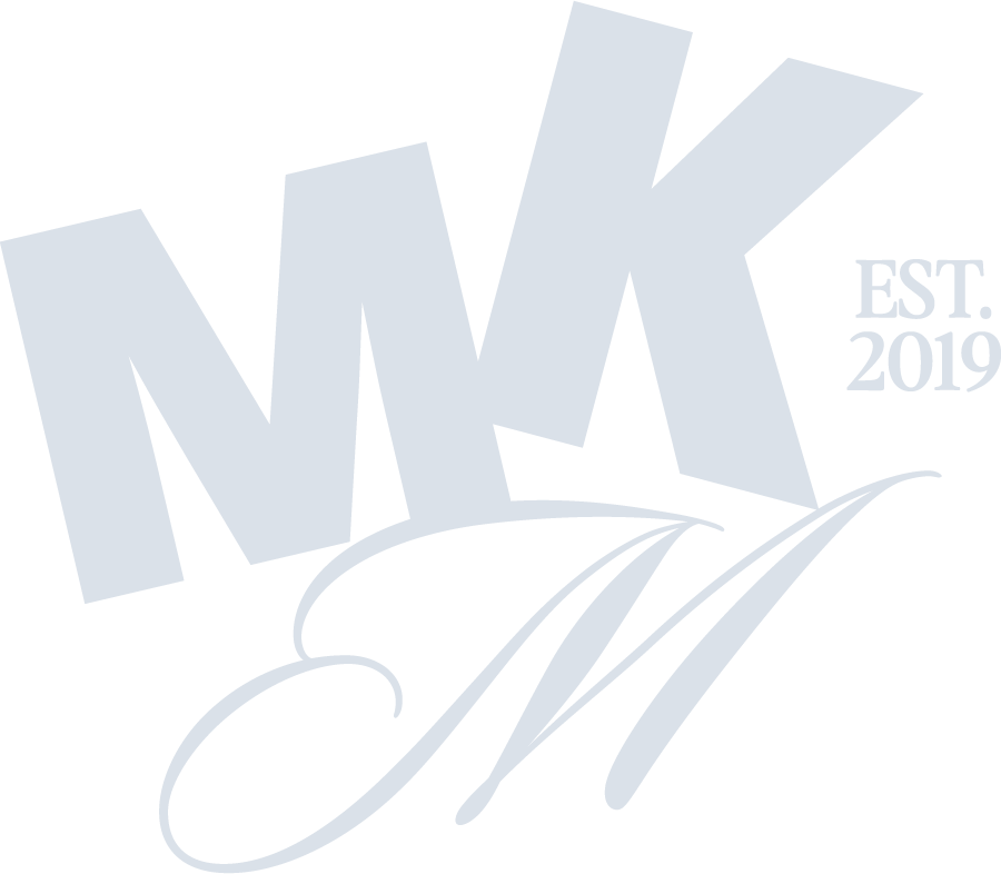 Logo with the text "MWK" in large bold letters, "EST. 2019" in smaller text, and decorative elements.