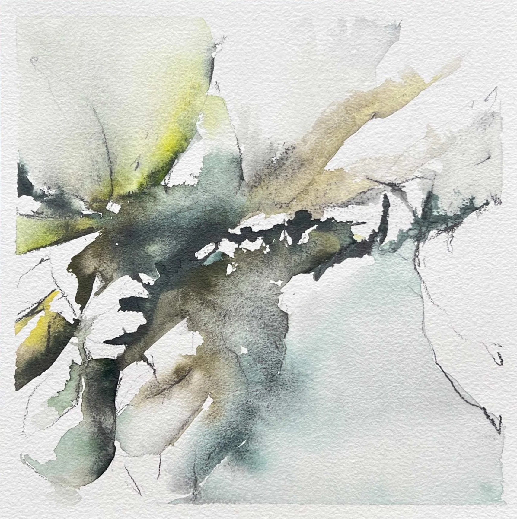 Craters, 2024, 10.25" x 10.25", Watercolor on Paper