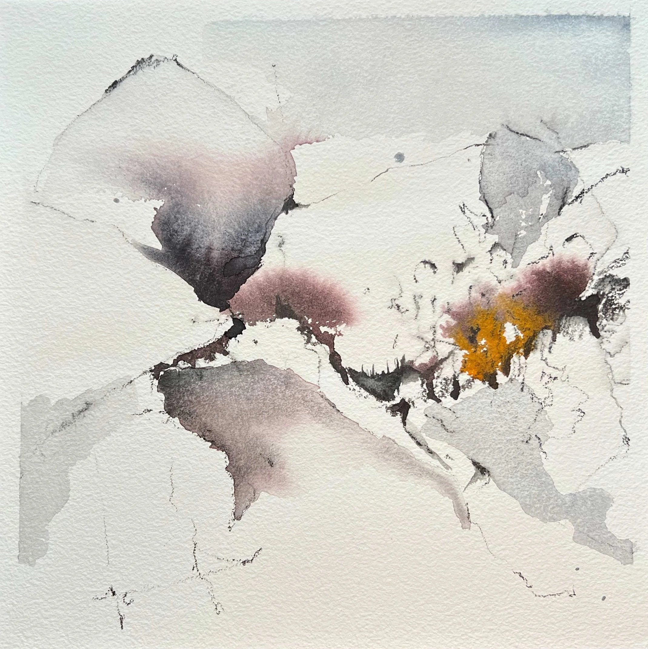 My Land Met Your Sky, 2024, 10.25" x 10.25", Watercolor on Paper