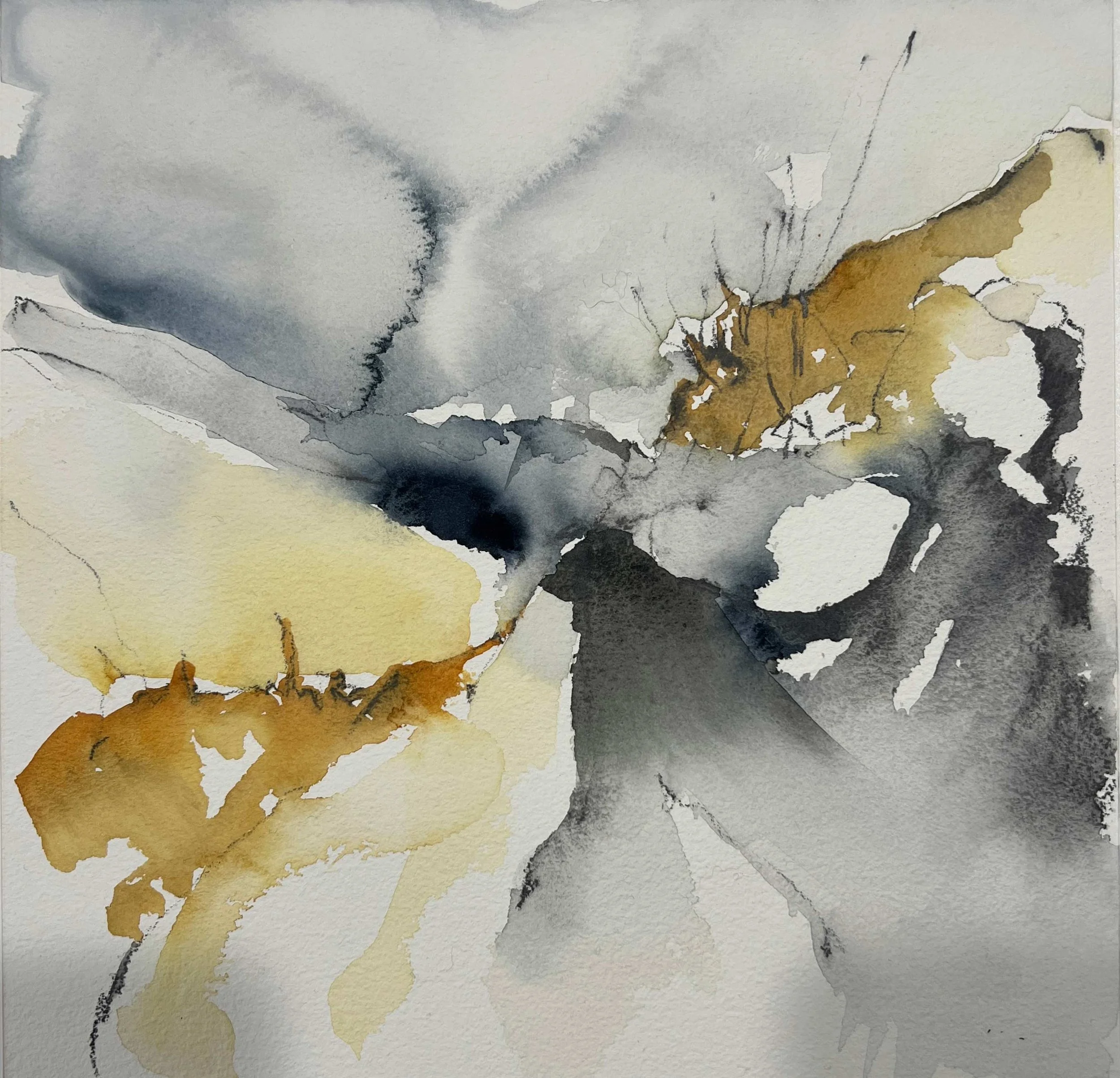 Ozone and Thunder, 2025, 10.25" x 10.25", Watercolor on Paper