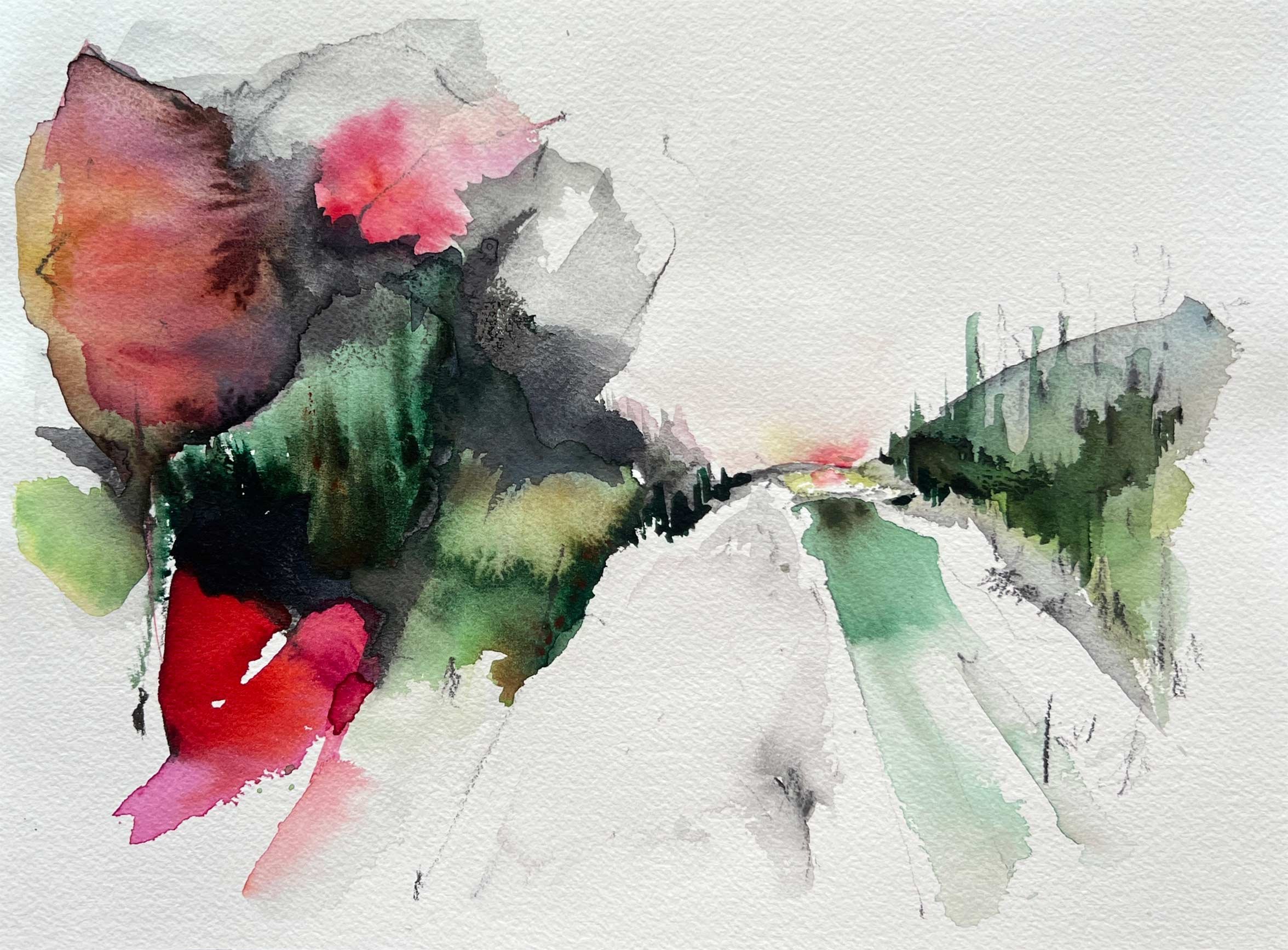 Winter's Memory, 2024, 14”x10.25”, Watercolor on Paper