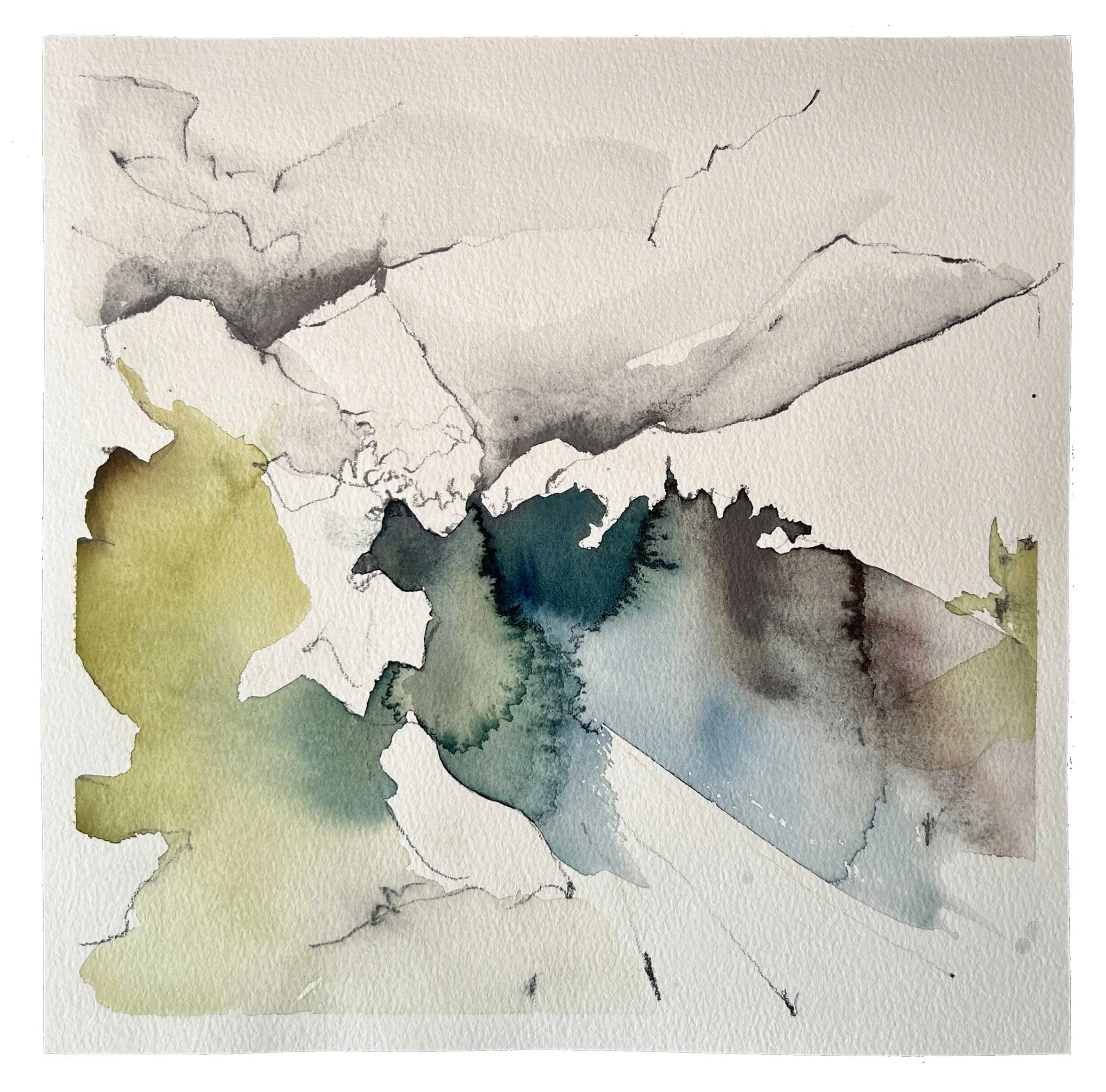 West of Here, 2024, 10.25" x 10.25", Watercolor on Paper