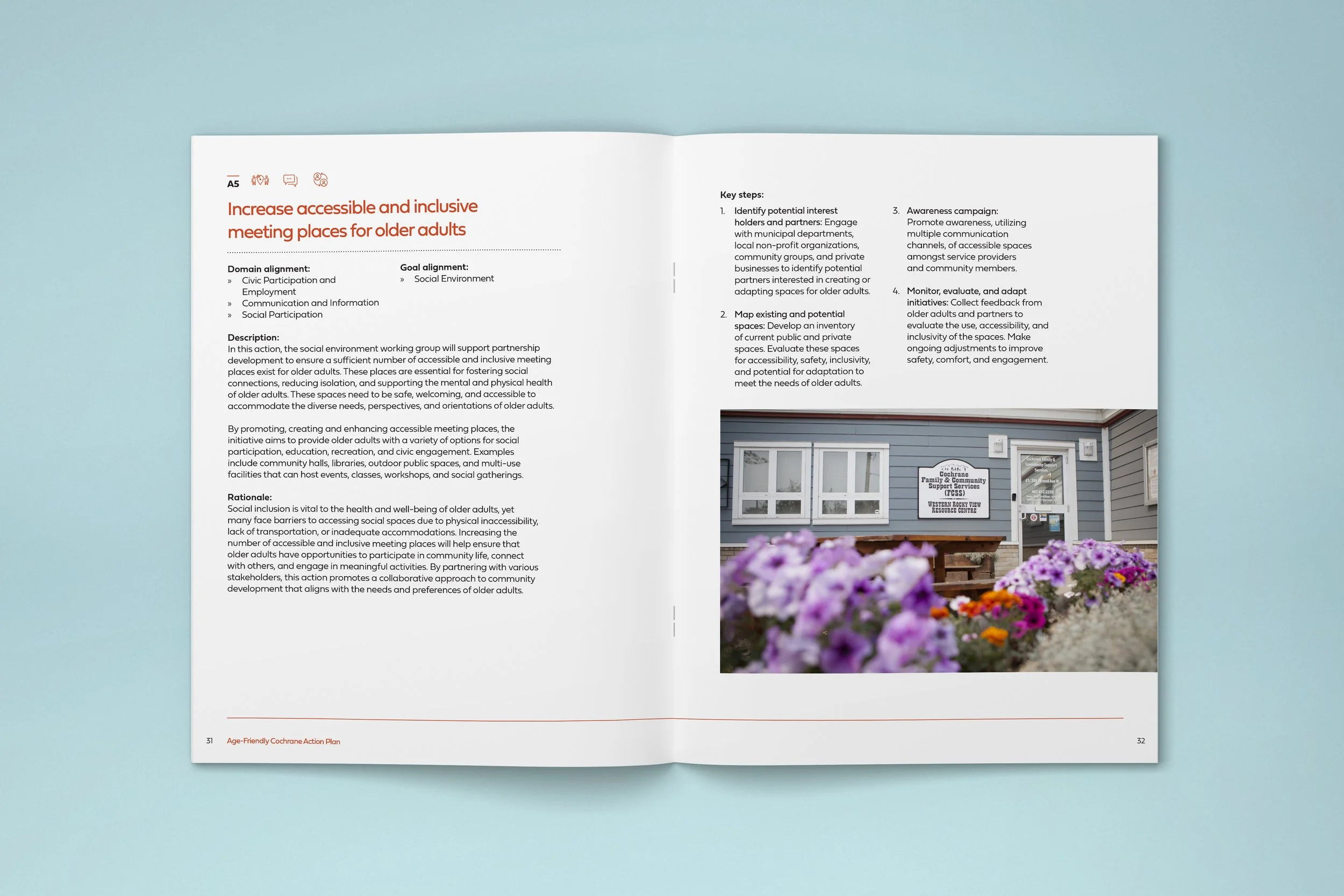 Image of Cochrane Age-Friendly Action Plan document spread