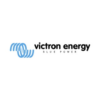 Logo de Victron Energy avec un symbole en forme d'hélice bleue et texte noir 'victron energy' avec le slogan 'BLUE POWER'