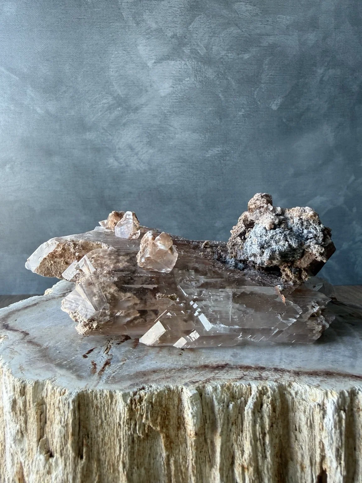 Selenite with Hematite