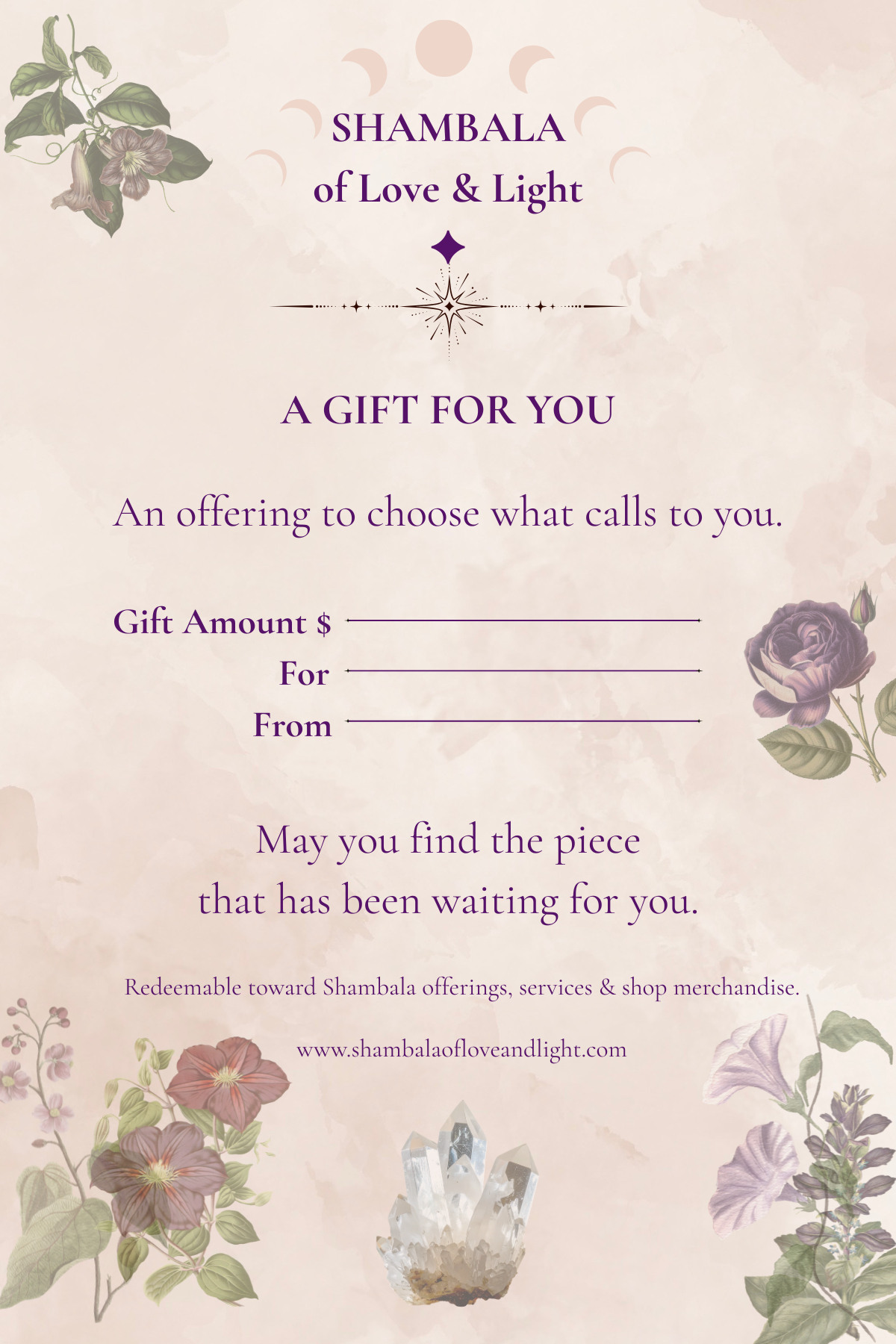 Shambala of Love & Light Gift Card