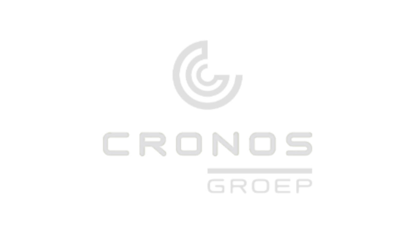 Gray logo featuring a stylized circular design with lines extending to the right, above the text 'CRONOS GROUP' with 'GROUP' in a gray rectangle.