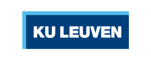 KU Leuven logo with white text on a dark blue background and a light blue border.