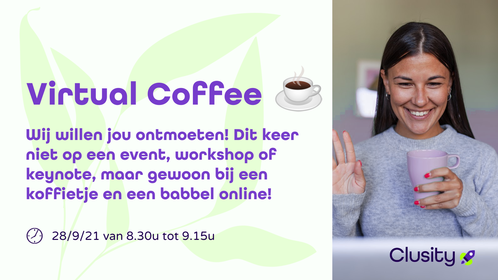virtual coffee event Clusity