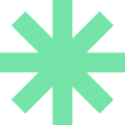 Green asterisk-shaped icon with eight points on a black background.