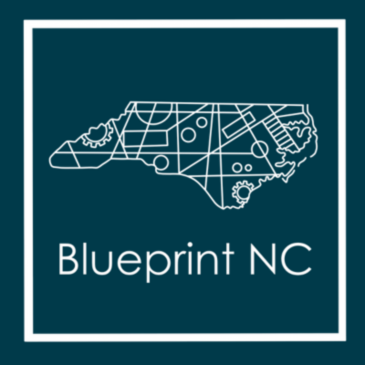 Outline map of North Carolina with a grid overlay, labeled 'Blueprint NC'.