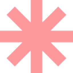 A pink asterisk or star shape with eight points on a black background.