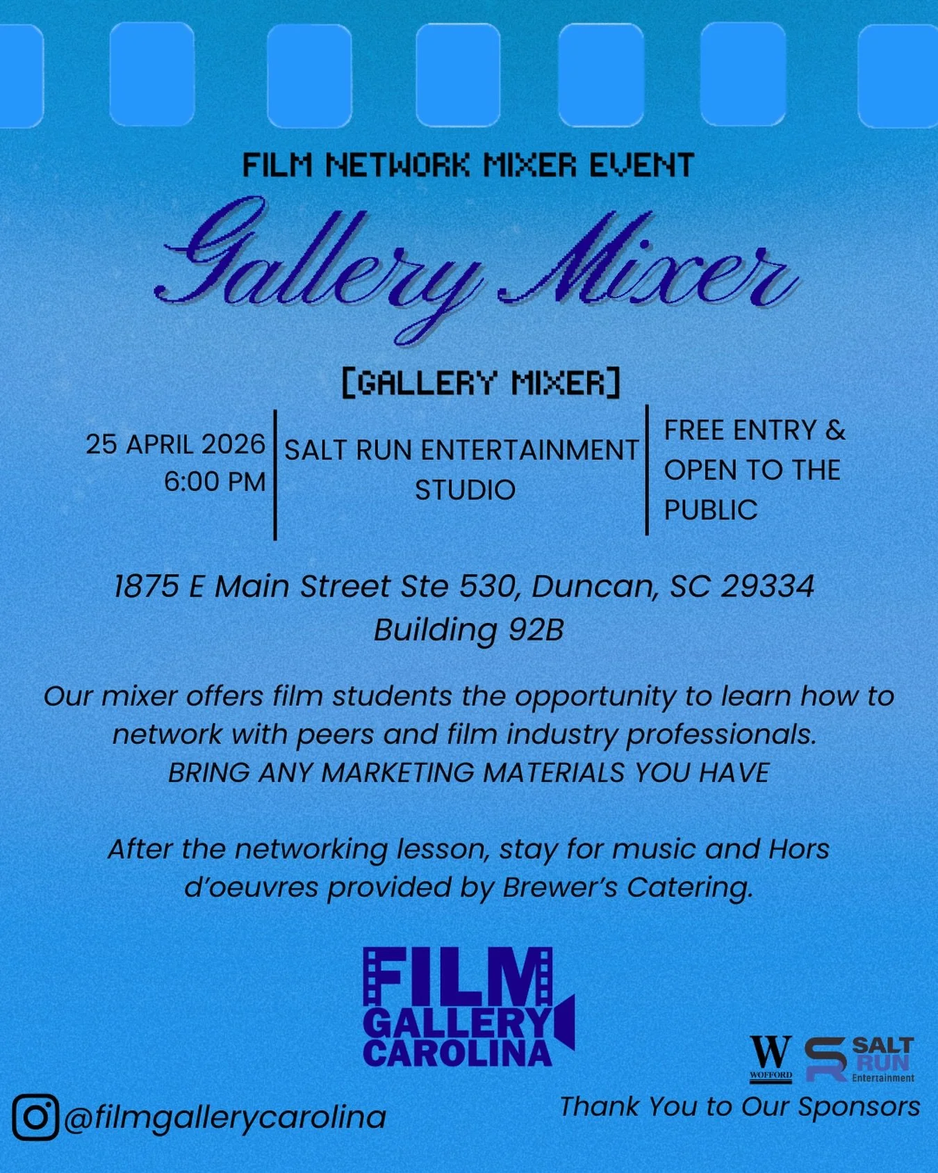 Before our main event on May 1st, we&rsquo;d love to celebrate and connect with you all on April 25th at the Salt Run Entertainment Studio. Meet our Film Gallery Director, Yasmin J. Lee. She will lead a networking lesson. After the lesson, enjoy musi