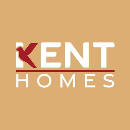 Kent Homes logo with a red bird icon and white text on a tan background.