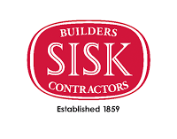 Logo for Sisk Builders & Contractors, established 1859, with red background and white text.