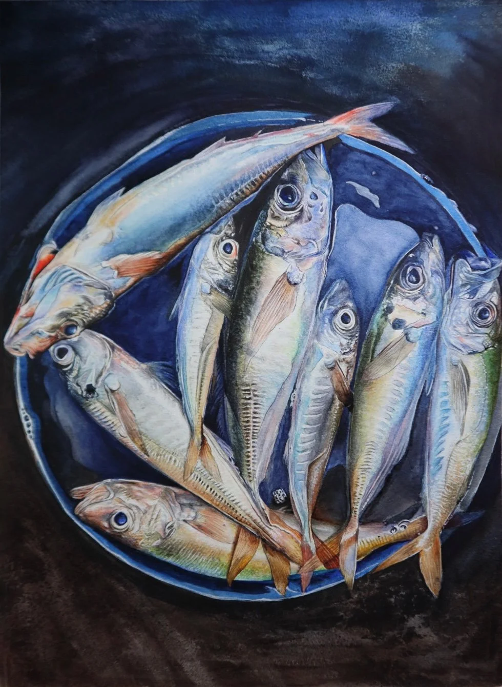 Eight Fishes (2023)
Watercolor on paper — 30 × 42 cm
Status: Available