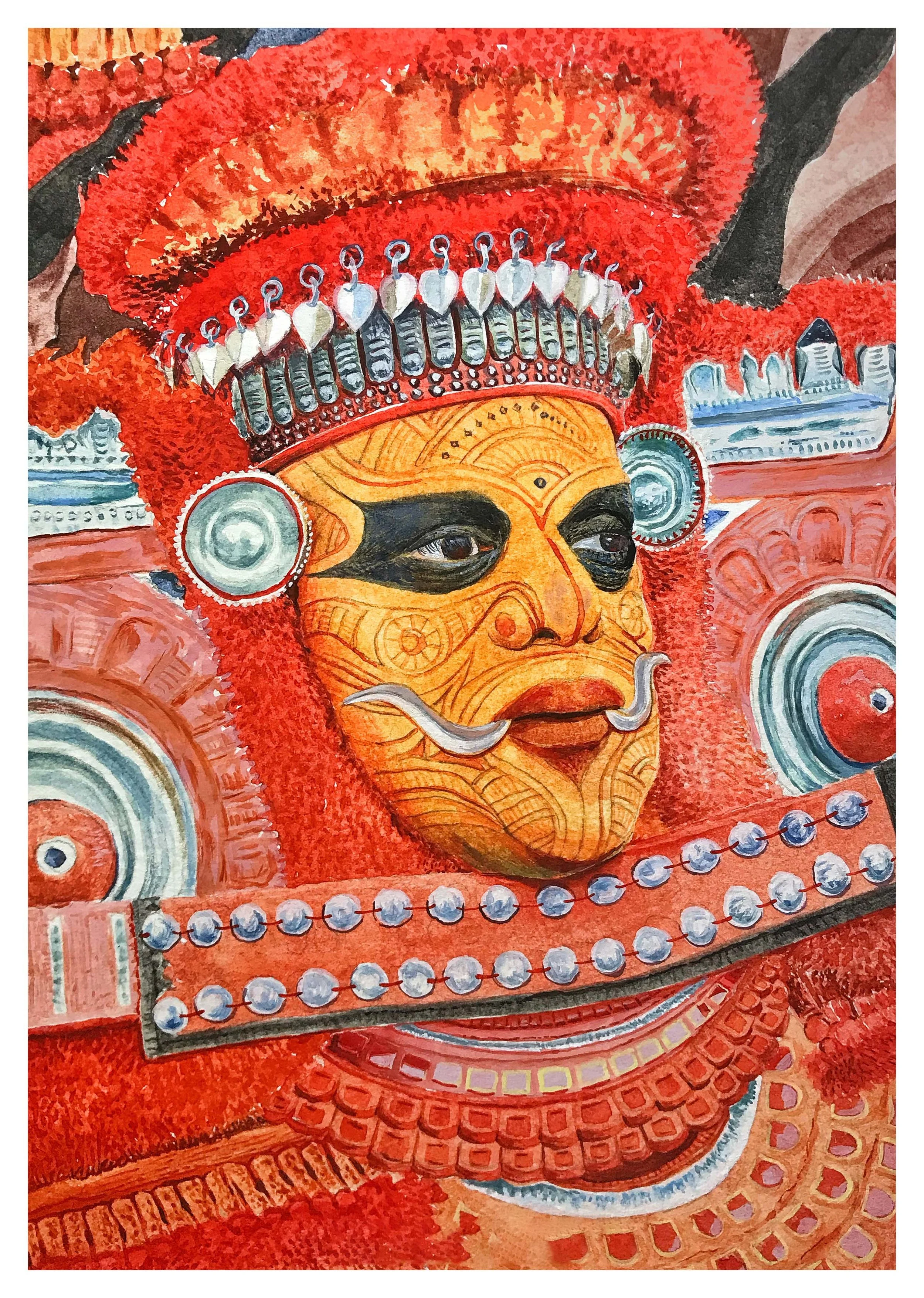 Theyyam
Watercolor on paper — 60 × 80 cm
Status: Sold out