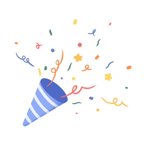 A colorful, layered illustration of a jack-in-the-box toy with a striped circus tent shape popping out.