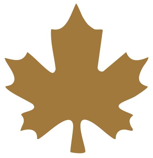 Gold-colored maple leaf silhouette