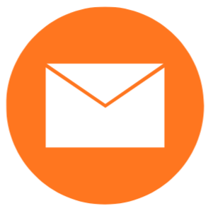 Icon of an email envelope inside an orange circle.