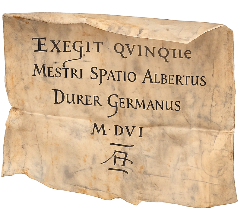 A weathered stone or marble plaque with Latin inscriptions and Latin characters engraved on it.