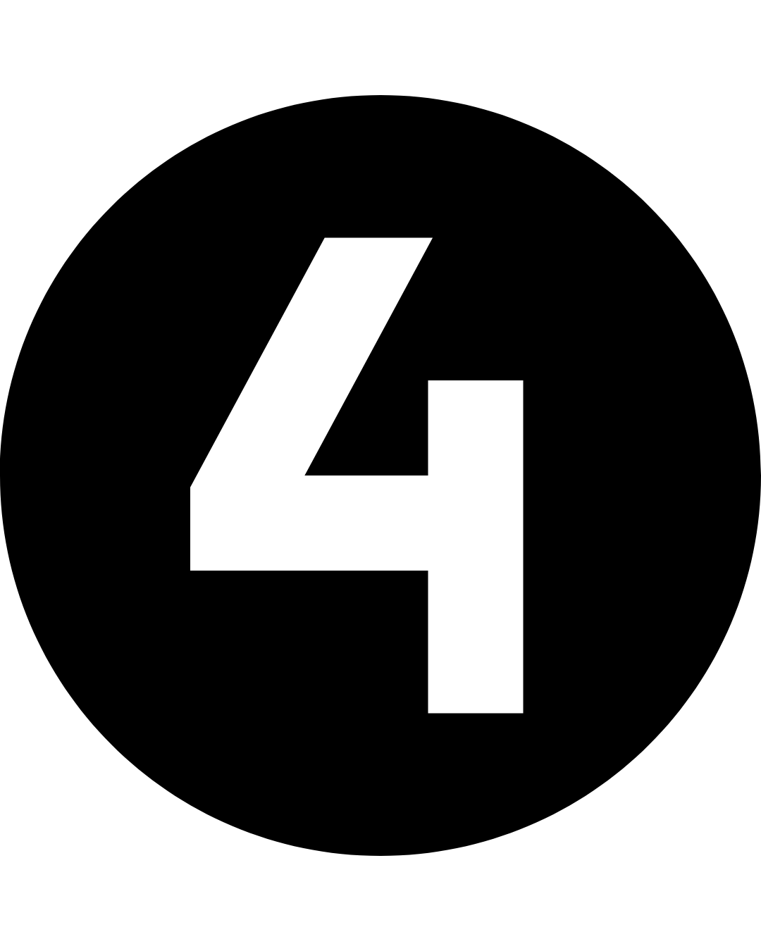 Number 4 signal badge with black background and white number