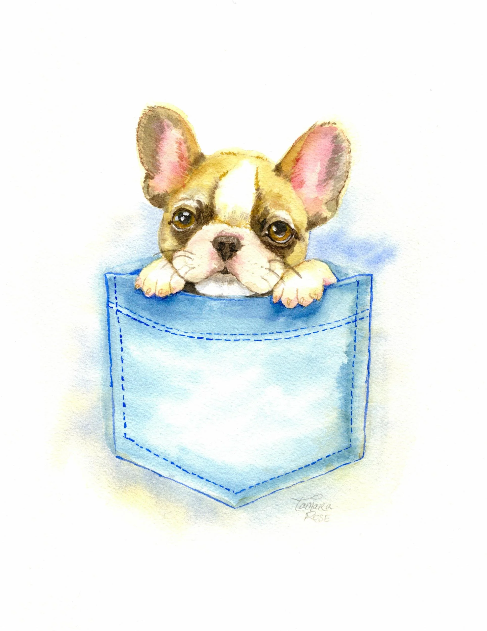Watercolor French Bulldog