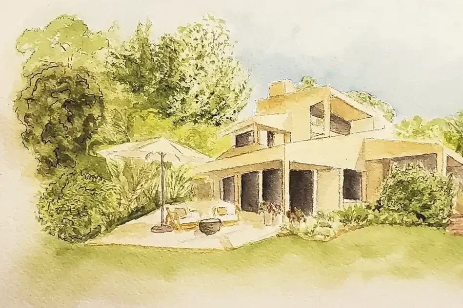 Watercolor Home Portrait - contemporary