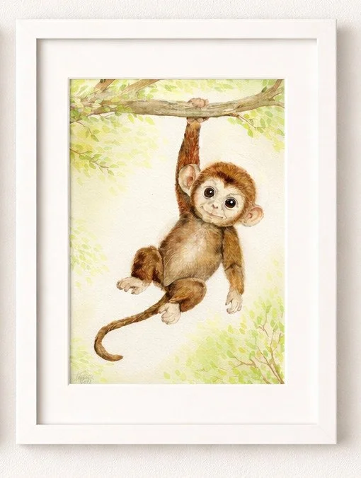 Baby Monkey - Nursery Print