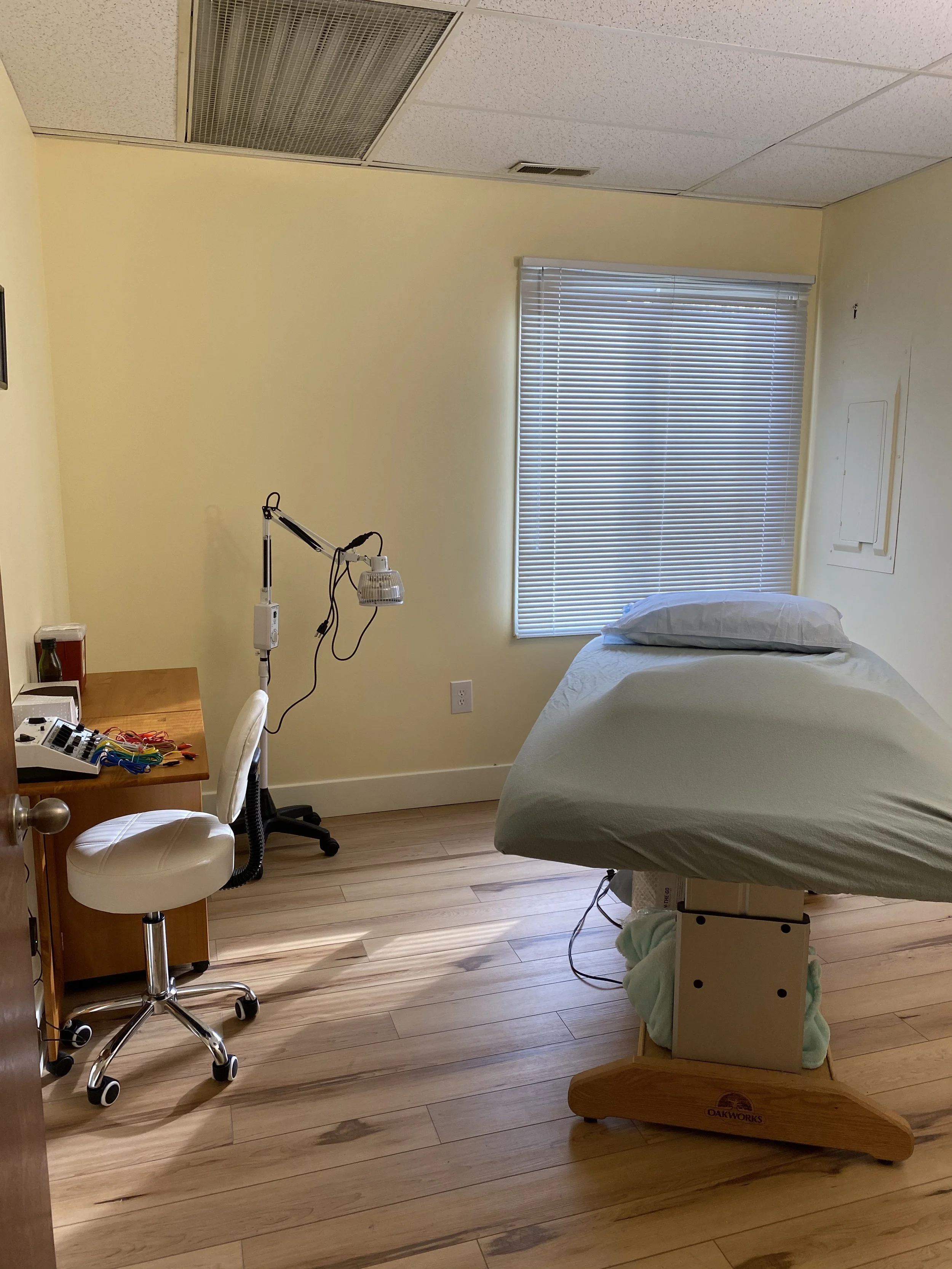  "Prosperity" has an extra wide table. In the background you can see one of our therapeutic infrared heatlamps. 