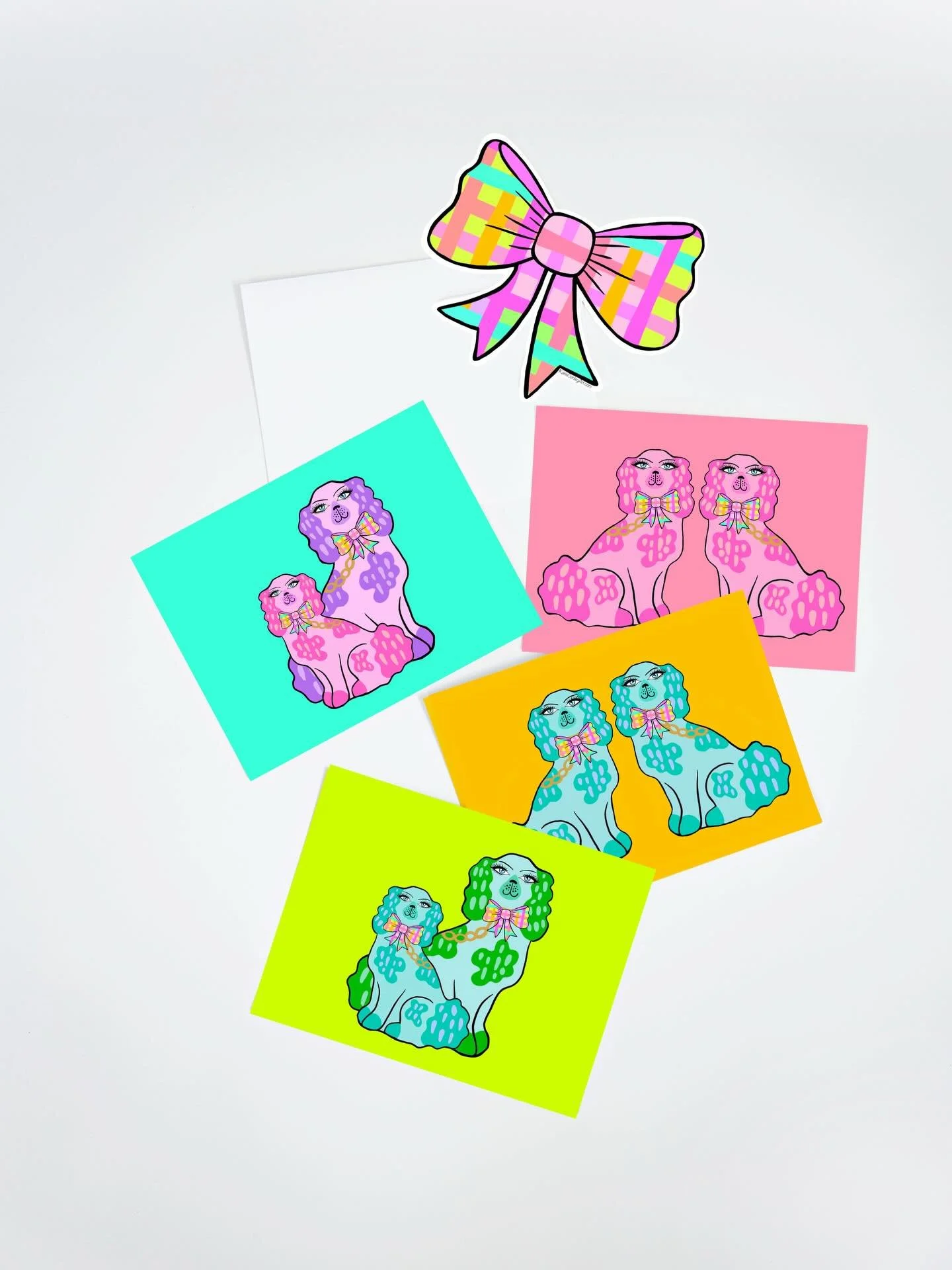 The Posh Pooches have officially entered the chat&hellip;..serving color, attitude, and a whole lot of bow energy✨🐩🎀

New card + bow topper collection just dropped 💌
(Shop link in bio 🛍️✨)

#katieconleyart #stationerylove #colorfuldesign #papergo