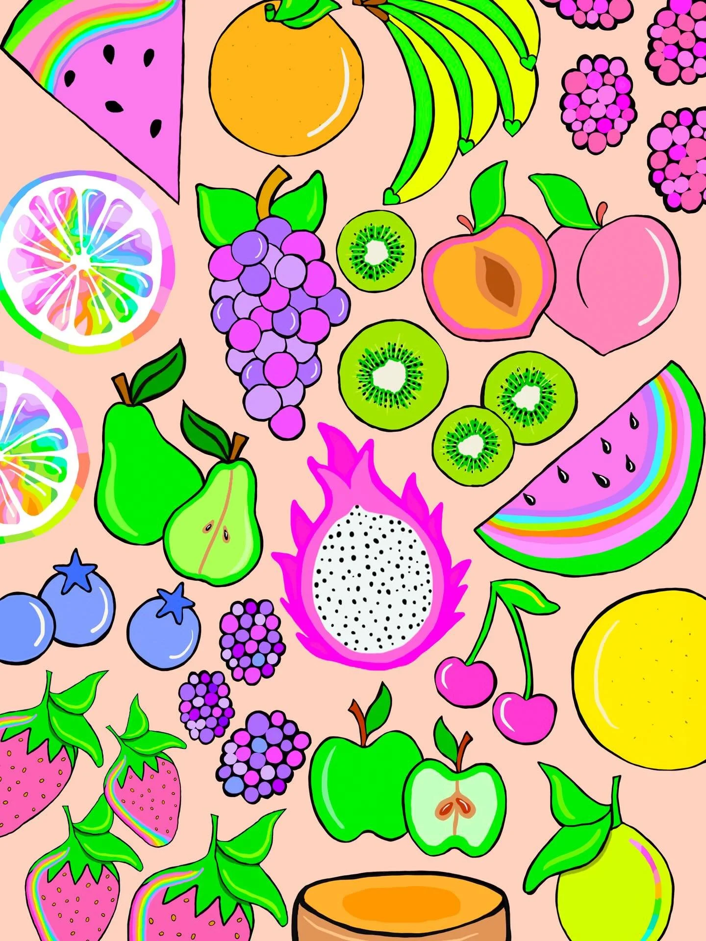 Tutti frutti dreams 🌈🍓
A juicy mix of color, sweetness, and a little bit of fun✨🍊

#tuttifrutti #colorfulart #surfacepattern #fruitlover #katieconleyart