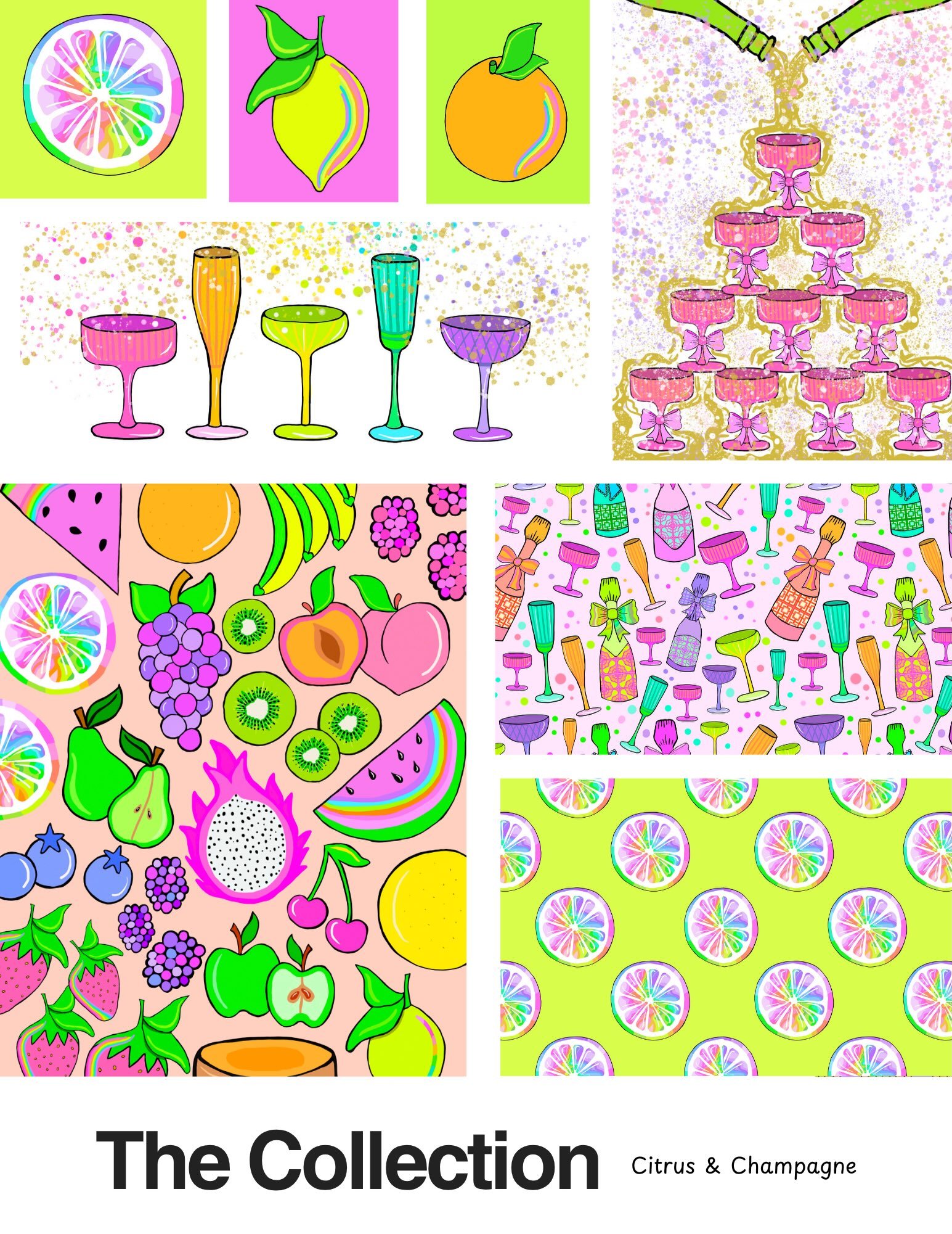 🍋🥂 Introducing Citrus &amp; Champagne 🥂🍋

I&rsquo;m so excited to share my newest surface design collection!

Inspired by sparkling celebrations, vibrant citrus, and joyful color, Citrus &amp; Champagne is a playful collection designed to bring o