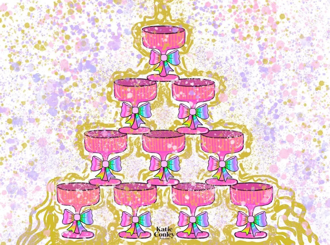 Starting the week the colorful way. 🥂 Because Mondays deserve a little celebration too. ✨🌈

#MondayMood #KatieConleyArt #SurfacePatternDesign #ArtLicensing #ChampagneTower ColorfulArt BowTrend MaximalistArt CelebrateEveryday PatternDesign