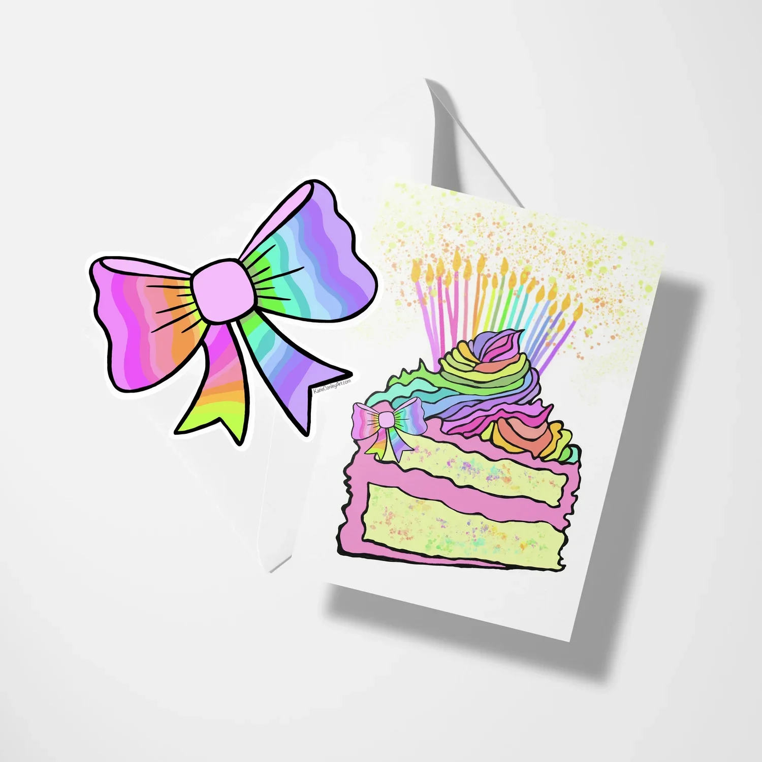 BIG Card + Bow Topper Sticker Set: Birthday Cake (Fill In)