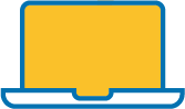 A computer with a yellow screen and a black keyboard
