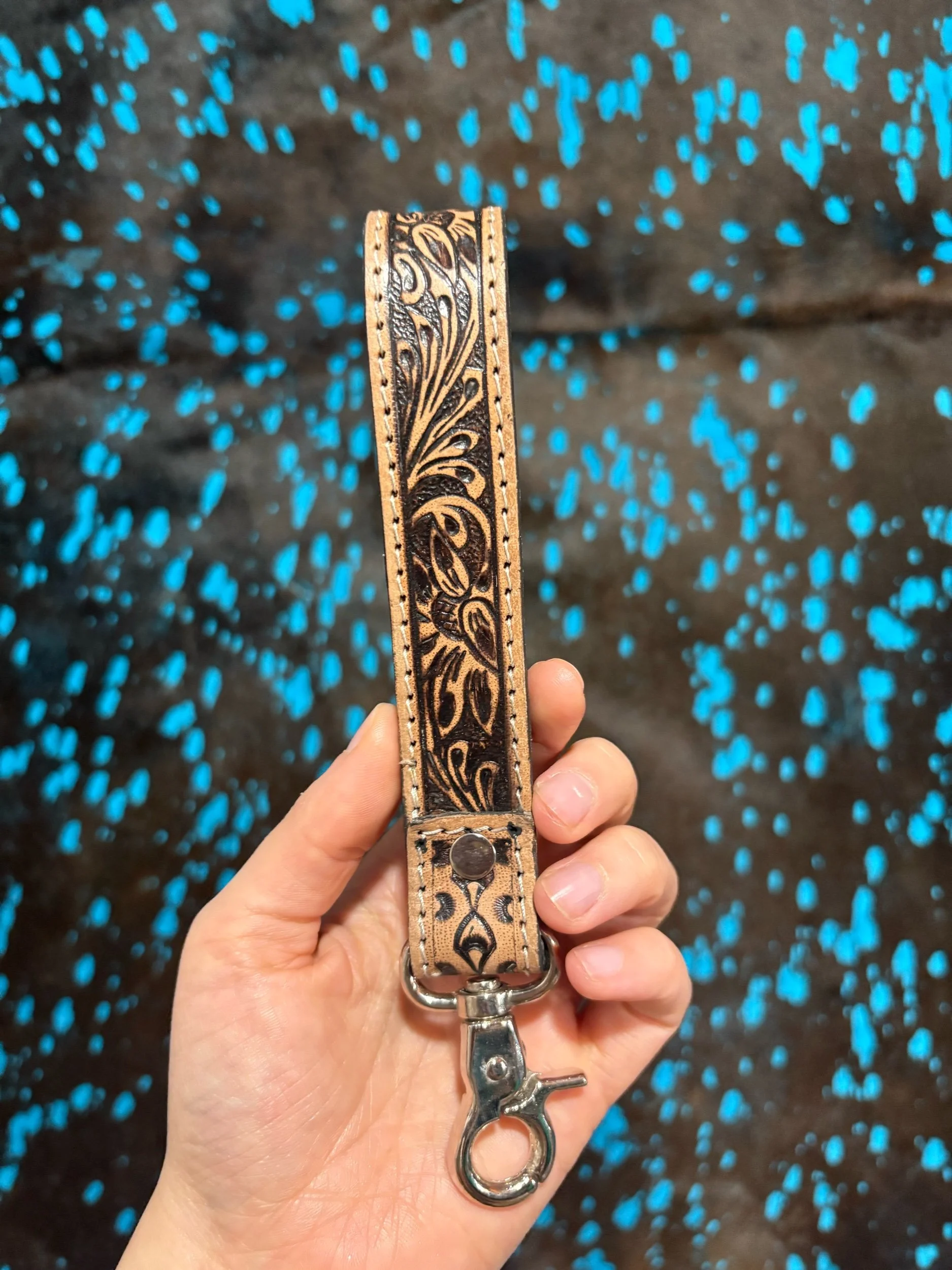 Genuine Cowide Wristlet Dark