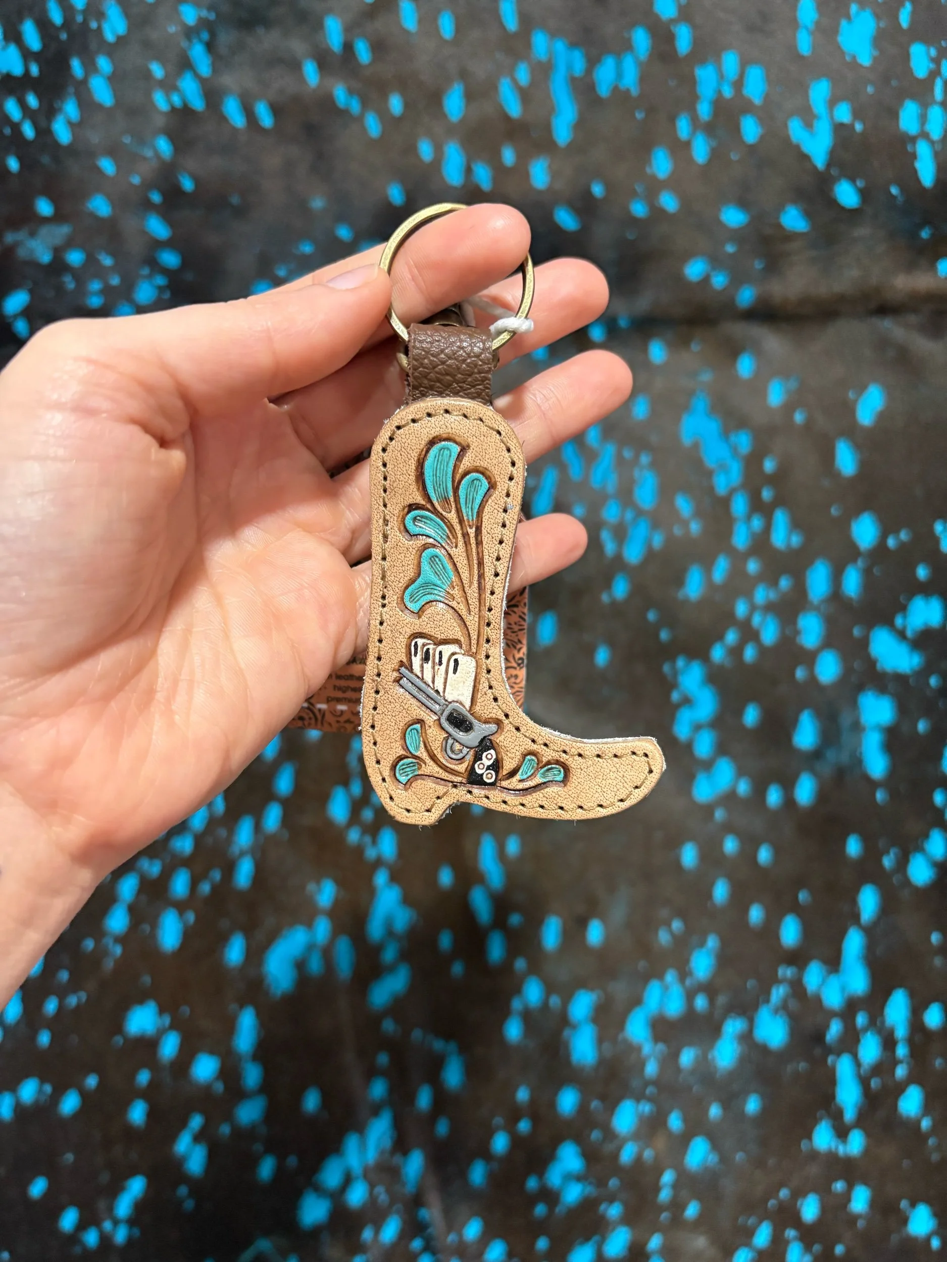 Turquoise boot keychain