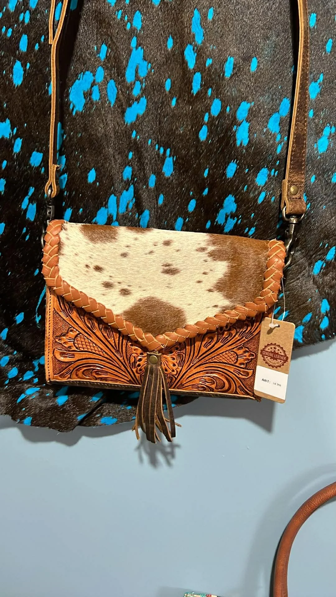 Genuine cowhide/leather crossbody