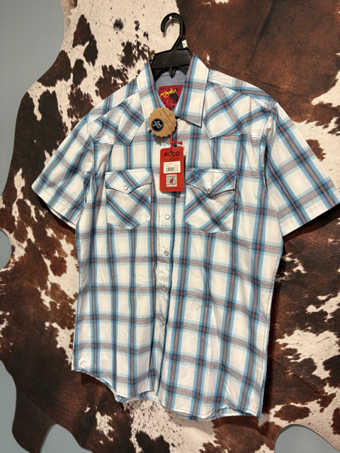 Blue Plaid Pearl Snap