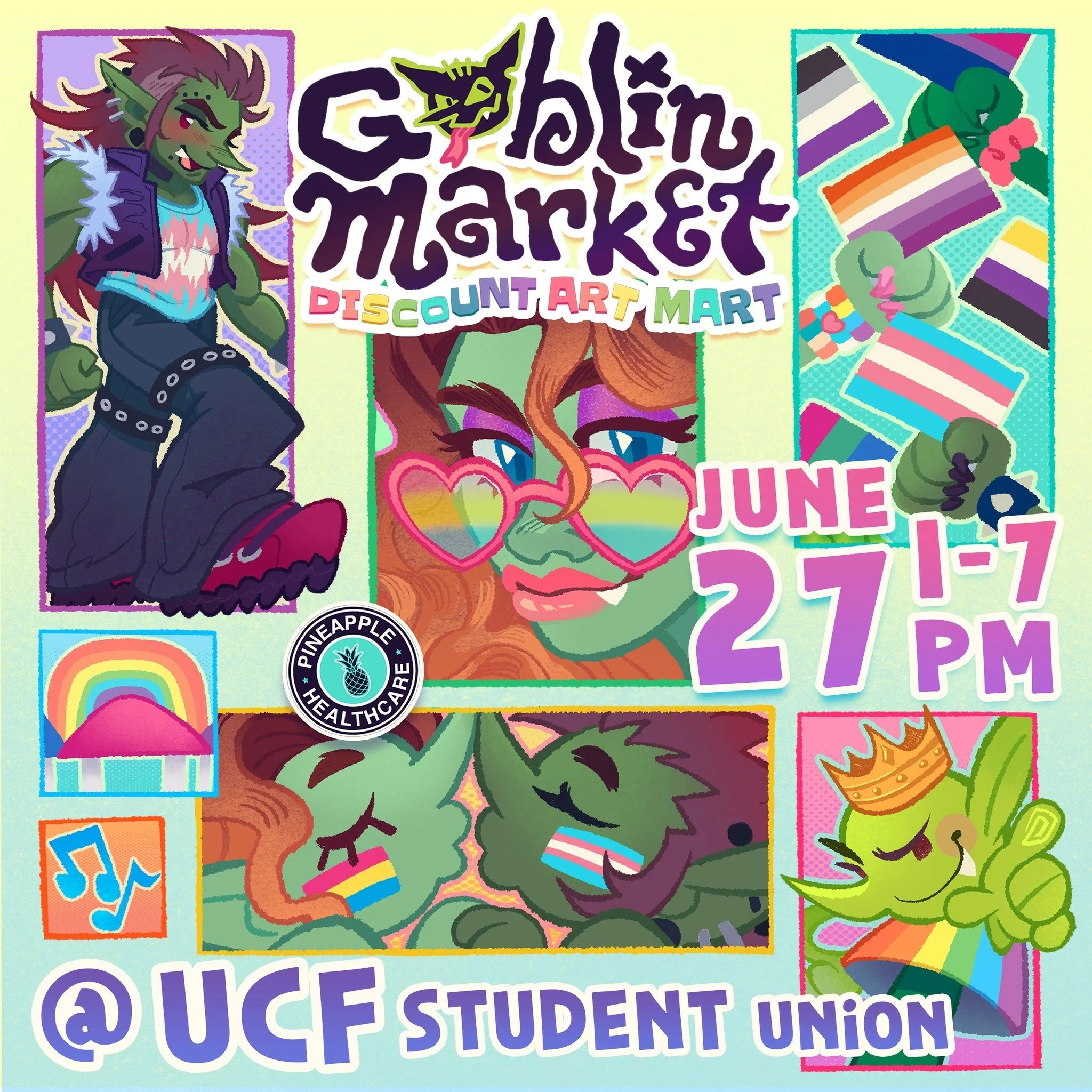 🌈💚GAY GOBLINS, THIS ONE'S FOR YOU!🌈💚

Join us for Goblin Market&rsquo;s PRIDE on June 27th at UCF&rsquo;s Student Union from 1-7 PM sponsored by @pineapplehealthcare @thegraylair &amp; @monkeyjungle!💚 We&rsquo;re taking over TWO FLOORS filled wi