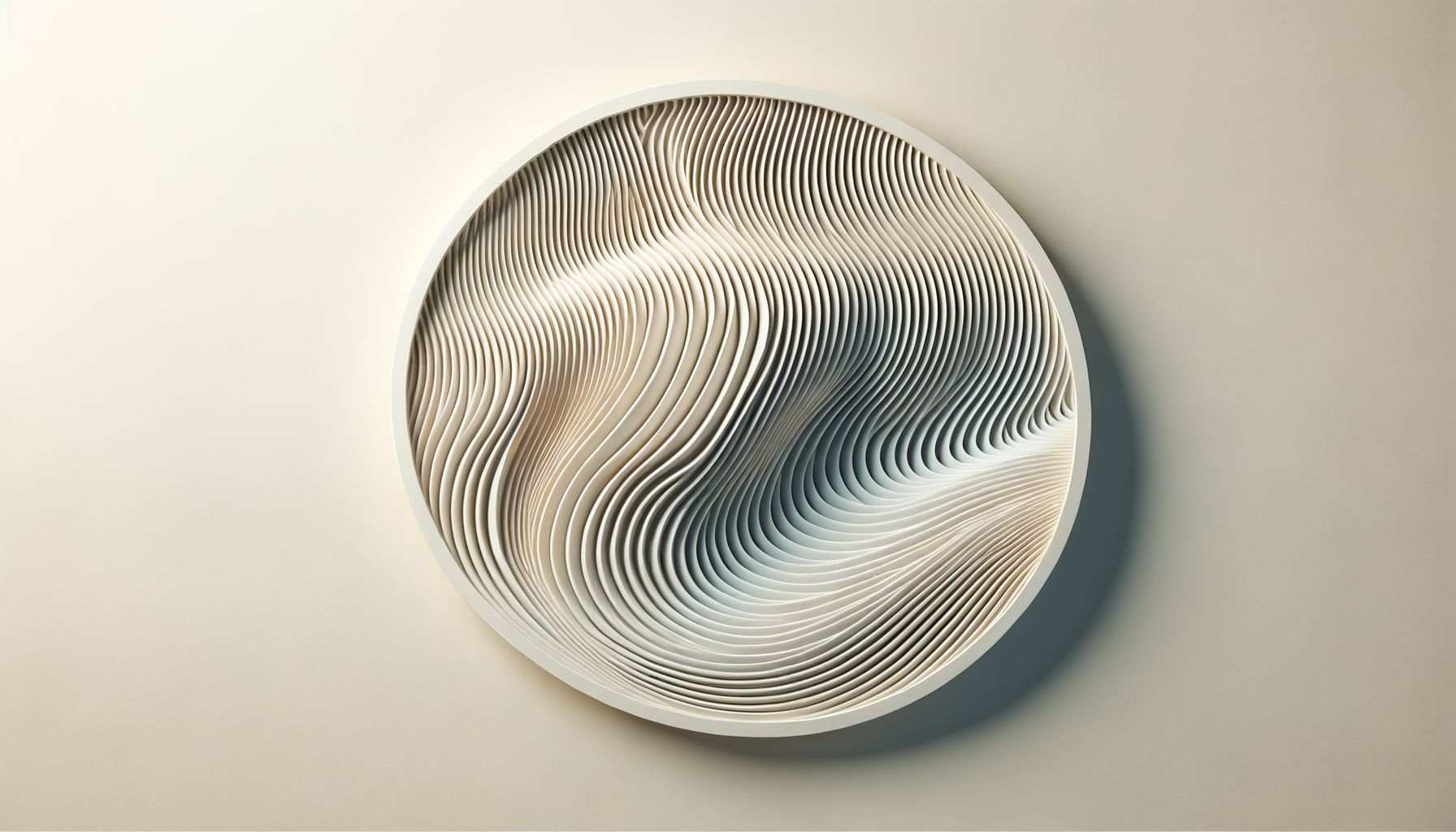 Estación de arte moderna con líneas curvas en forma de ondas dentro de un marco circular