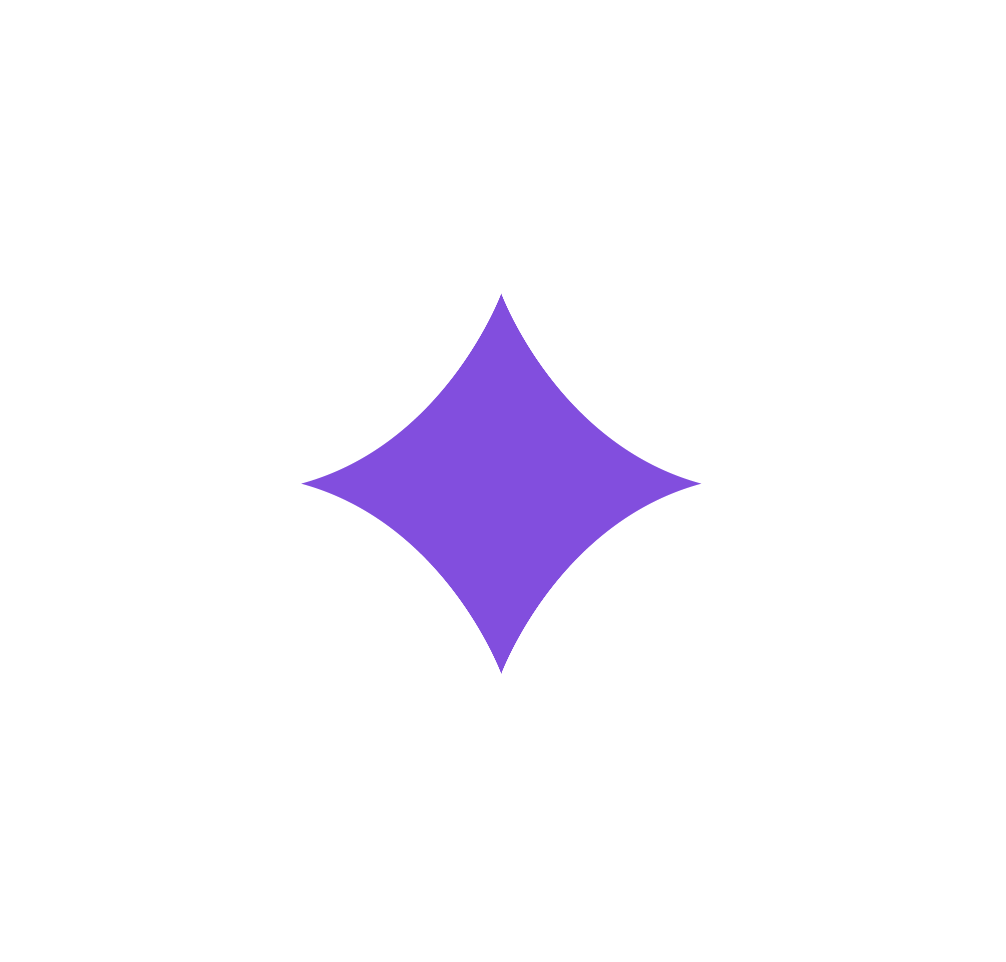 Diseño abstracto con formas negras, blancas y una figura central morada en forma de diamante.