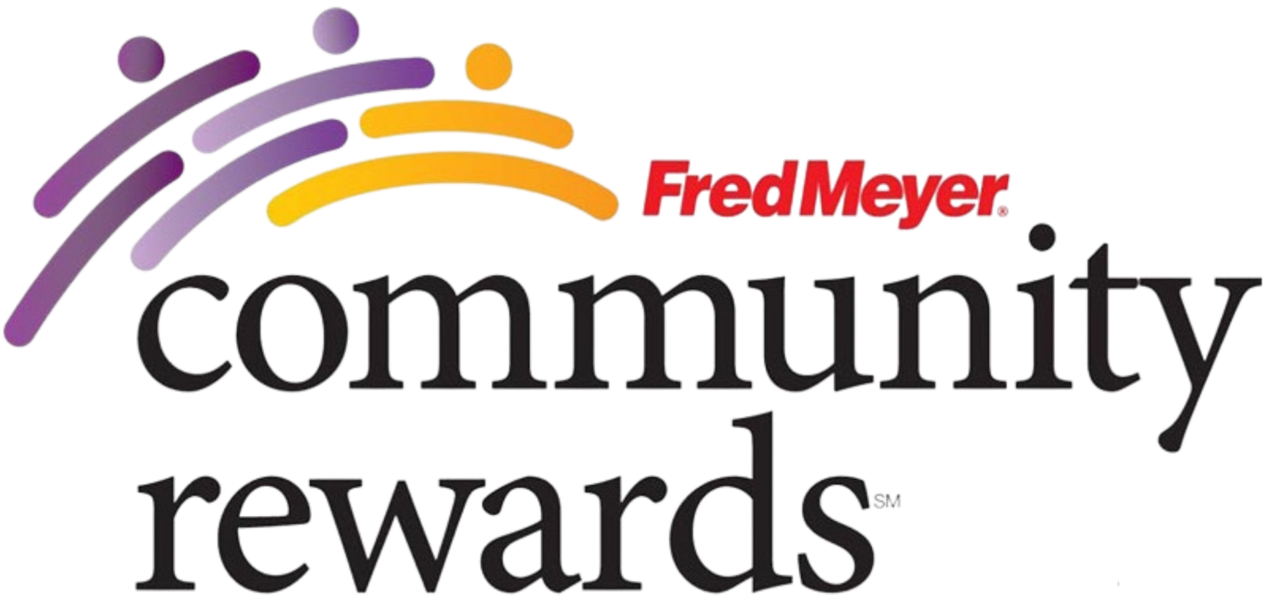 Logo for Fred Meyer Community Awards featuring stylized rainbow with purple, yellow, and orange segments, and text 'Fred Meyer Community Awards' in black, purple, and red.