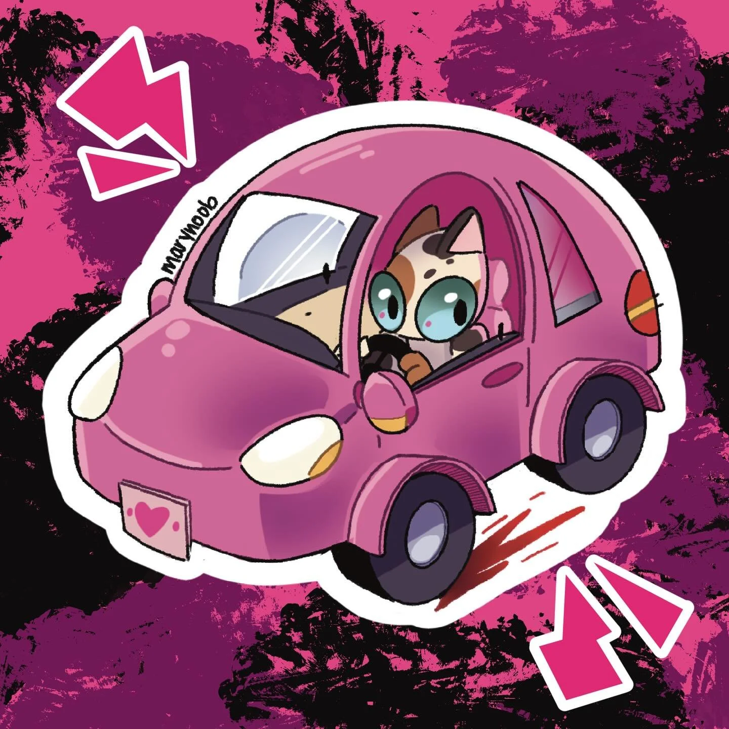 just a diva who can&rsquo;t drive 🩷🚗
.
.
.
.
.
.
#myart #sticker #cat #procreate #silly