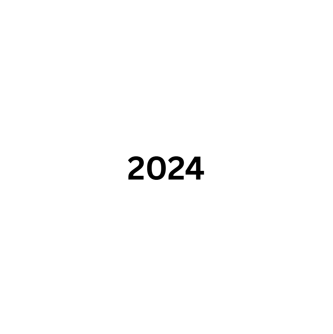 The image shows the year "2024" in black text on a white background.